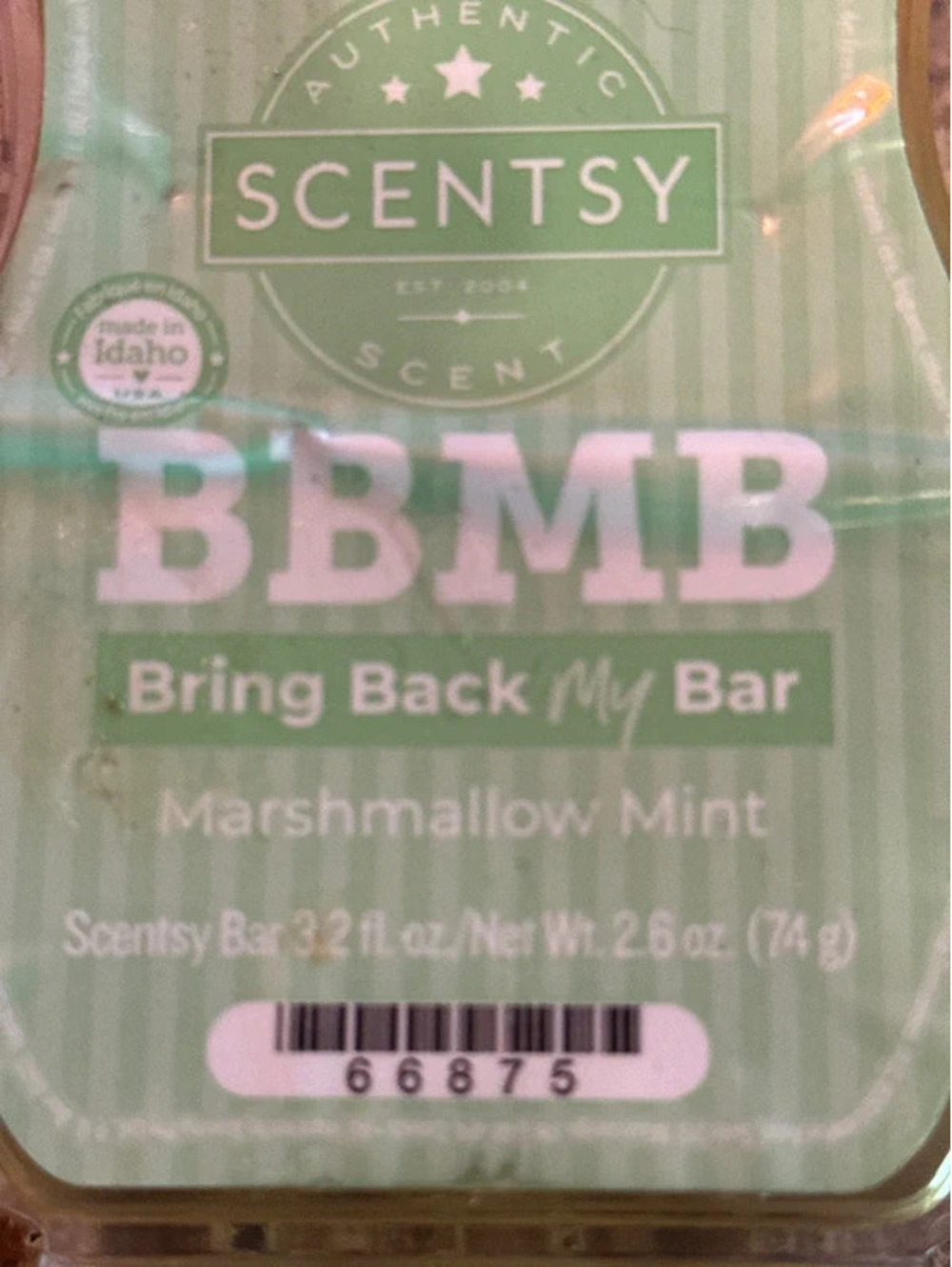 Marshmallow mint Scentsy wax bar